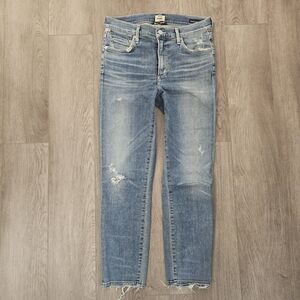 Citizens Of Humanity Rocket Crop Mid Rise Distressed Skinny Jeans